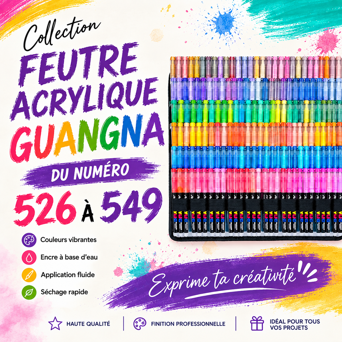 Feutre acrylique GUANGNA à l'unité  – Numéros 526 à 549