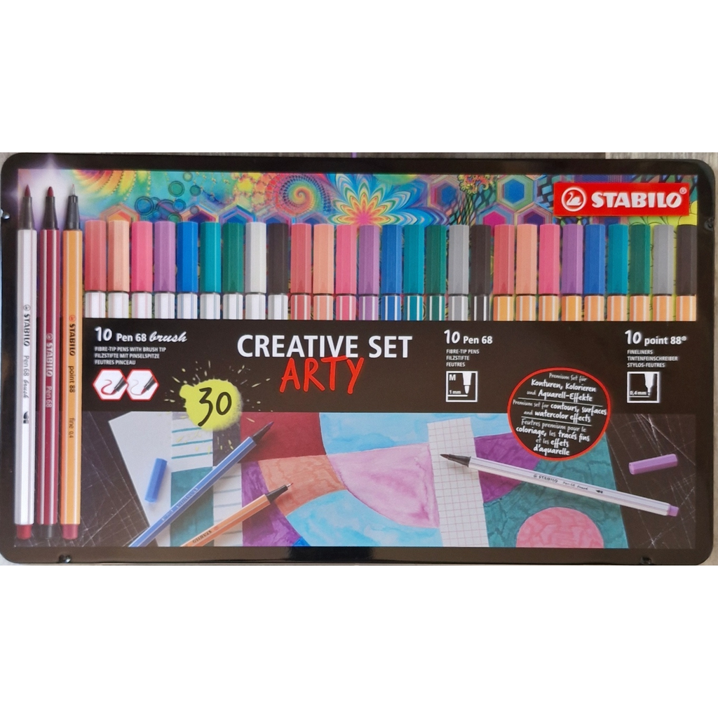Coffret STABILO Creative Set Arty – 30 feutres créatifs (Pen 68, Pen 68 Brush & Point 88)