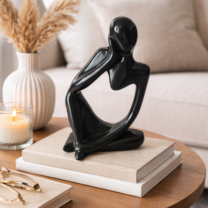 Statue Figurine décorative abstraite noire blanc – Sculpture moderne