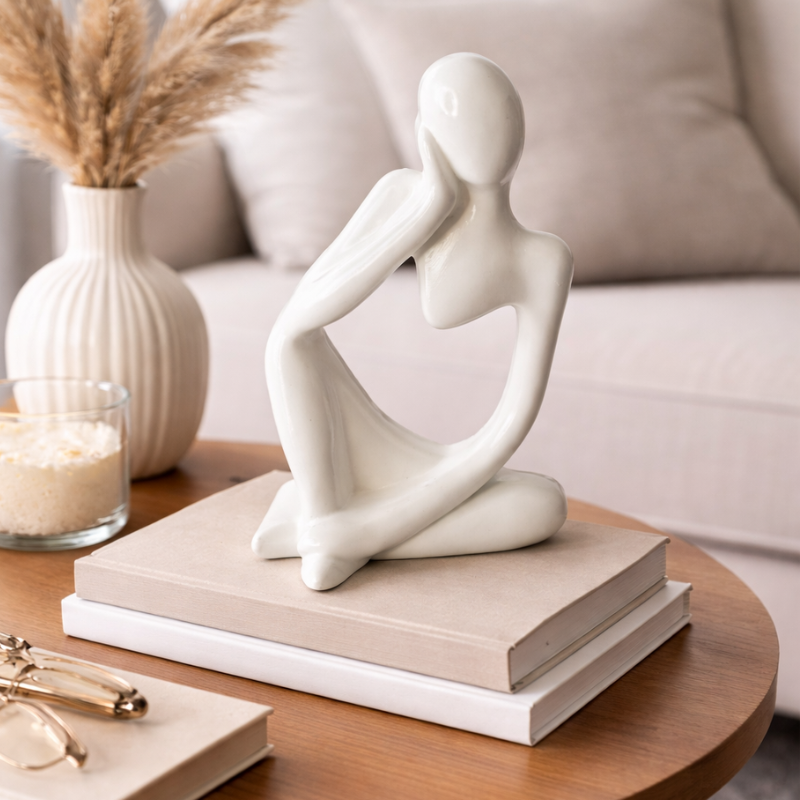Statue Figurine décorative abstraite noire blanc – Sculpture moderne