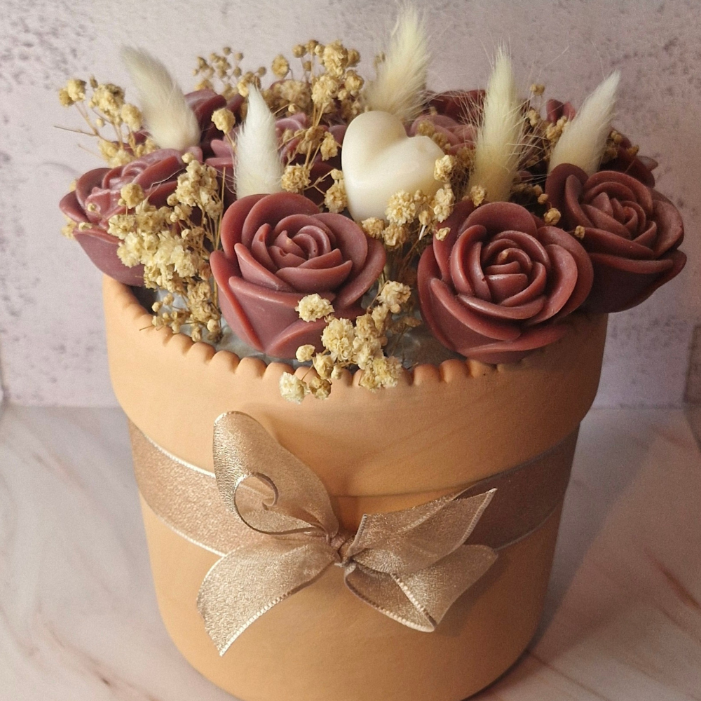 Bouquet de Roses Fondants Parfumés Nougat - Cire de Coco Fait Main