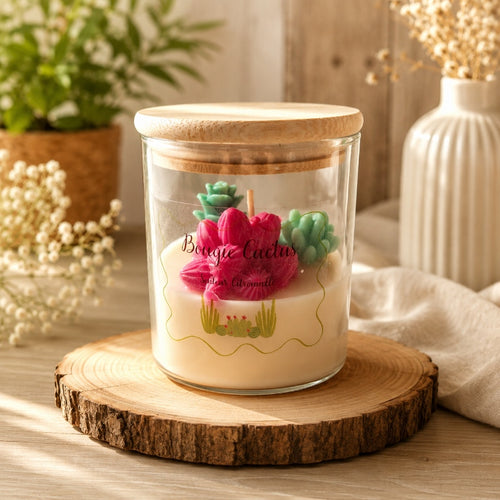 Bougie Cactus – Citronnelle | Cire de Coco - Bocal en Verre