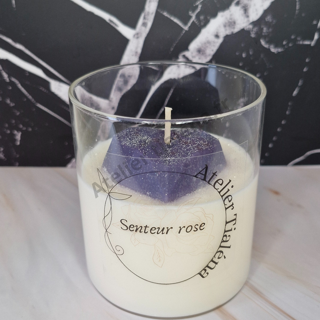 🍎 Bougie Coeur parfumée Pomme d’Amour – Récipient en verre réutilisable