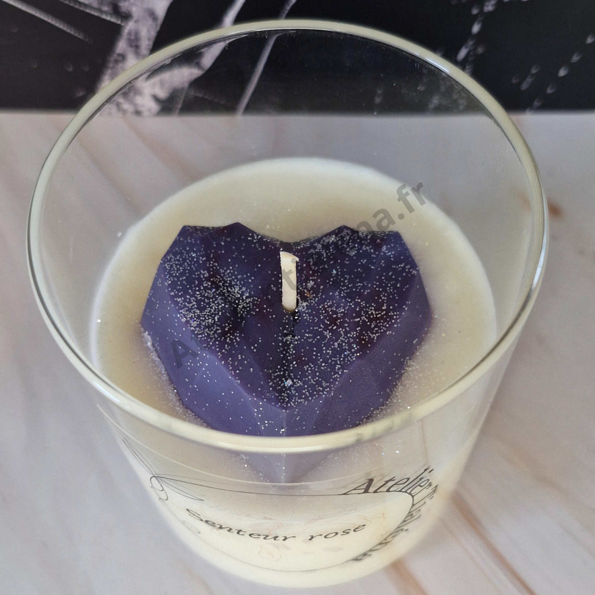 🍎 Bougie Coeur parfumée Pomme d’Amour – Récipient en verre réutilisable