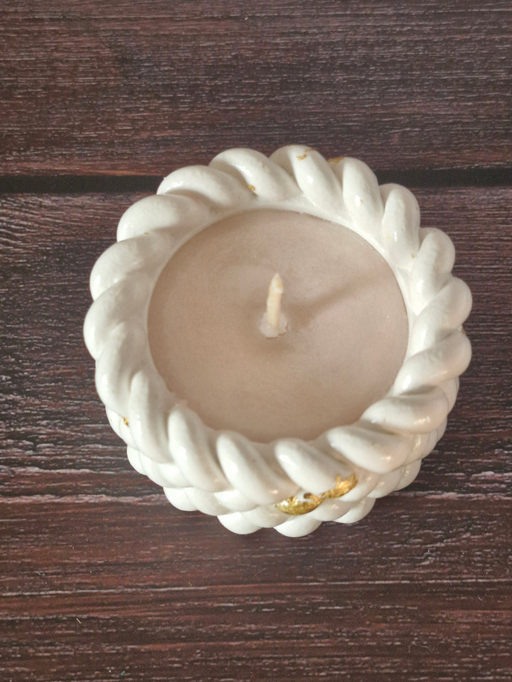 🕯️ Bougie parfumée Nougat – Pot effet laine en raysin fait main