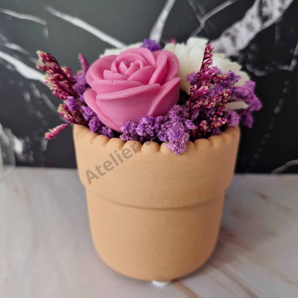 🌸 Bouquet de fleurs Blanc et Rose en fondants parfumés – Décoration & parfum d’intérieur