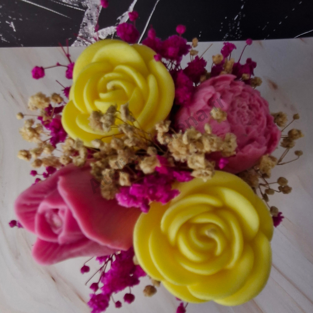 🌸 Bouquet de fleurs senteur rose en fondants parfumés – Décoration & parfum d’intérieur