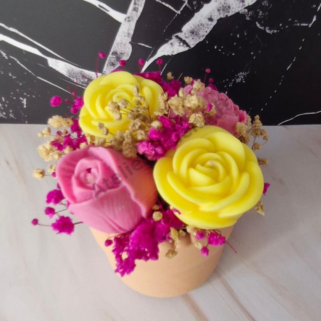 🌸 Bouquet de fleurs senteur rose en fondants parfumés – Décoration & parfum d’intérieur