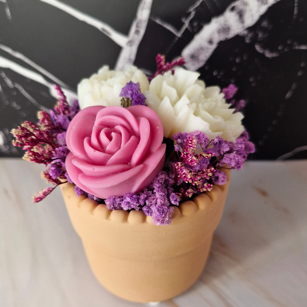 🌸 Bouquet de fleurs Blanc et Rose en fondants parfumés – Décoration & parfum d’intérieur