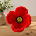 Coquelicot rouge en fil chenille fait main – Fleur artificielle décorative