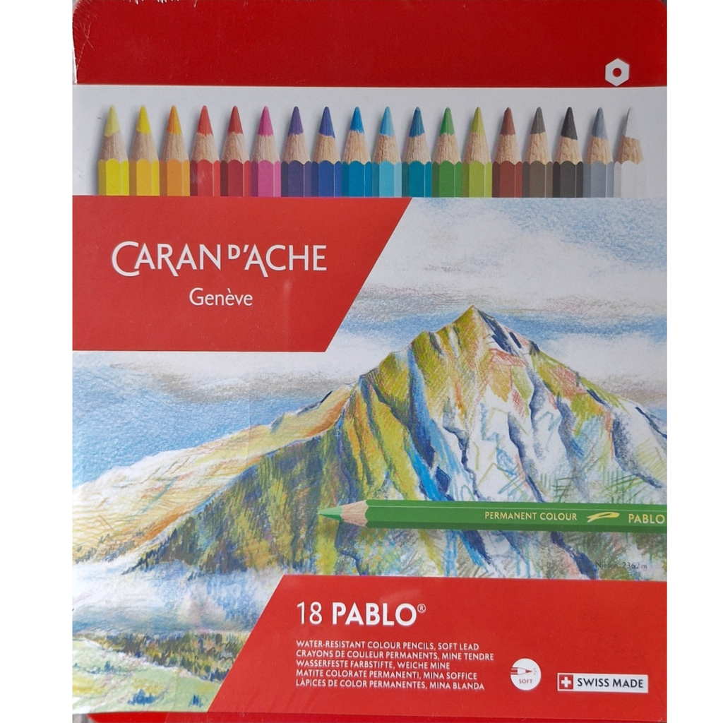 Caran d'Ache Pablo – Boîte de 18 crayons de couleur permanents