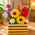 Jardinière de Fleurs Artificielles Colorées en Fil Chenille – Décoration Florale Fait Main