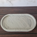 🤍 Plateau décoratif ovale en raysin gris marbré – Fait main